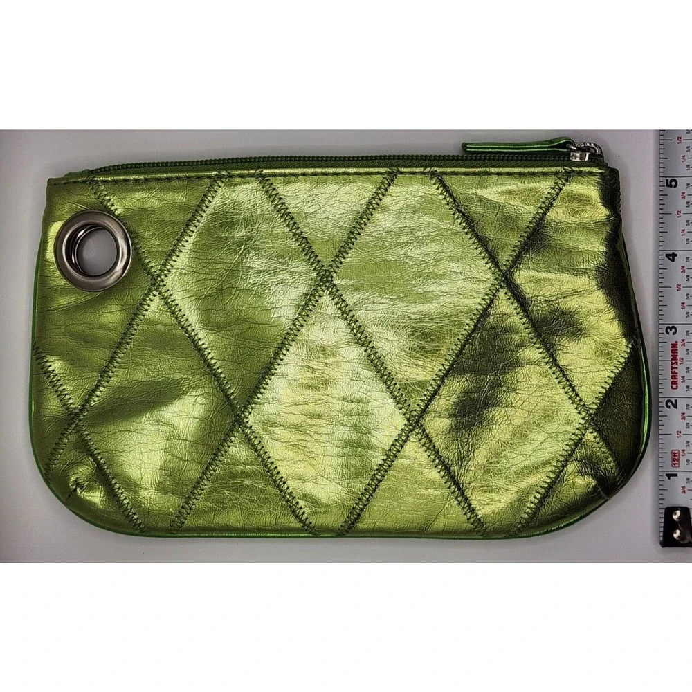 Metallic Green Zipper Clutch